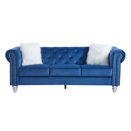 Sofá CHESTER STYLE, 3 plazas, tapizado velvet azul 67-0