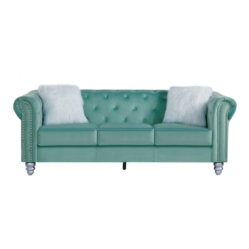 Sofá CHESTER STYLE, 3 plazas, tapizado velvet verde agua 58-0