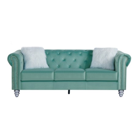 Sofá CHESTER STYLE, 3 plazas, tapizado velvet verde agua 58-0
