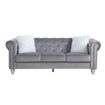 Sofá CHESTER STYLE, 3 plazas, tapizado velvet gris 27 2