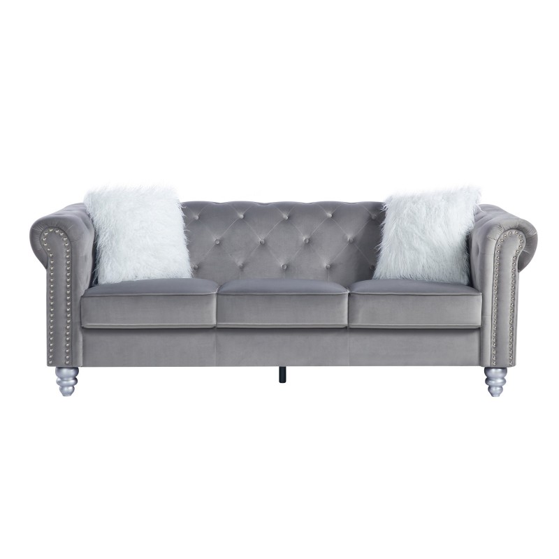 Sofá CHESTER STYLE, 3 plazas, tapizado velvet gris 27-0