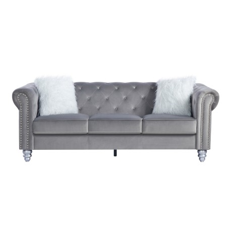 Sofá CHESTER STYLE, 3 plazas, tapizado velvet gris 27-0