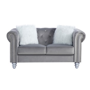 Sofá CHESTER STYLE, 2 plazas, tapizado velvet gris 27 2