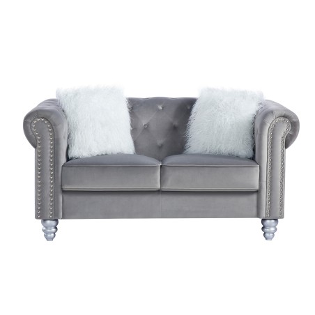 Sofá CHESTER STYLE, 2 plazas, tapizado velvet gris 27-0