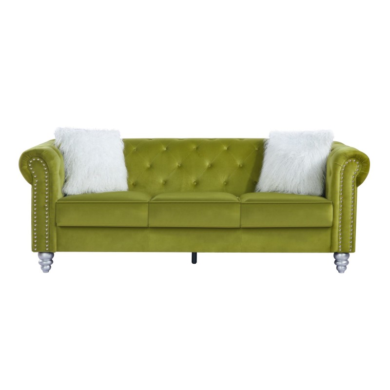 Sofá CHESTER STYLE, 3 plazas, tapizado velvet verde 38-0