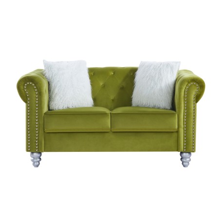 Sofá CHESTER STYLE, 2 plazas, tapizado velvet verde 38-0