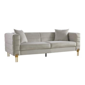 Sofá LARIOS, 3 plazas, tejido velvet gris claro 25