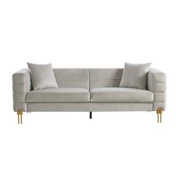 Sofá LARIOS, 3 plazas, tejido velvet gris claro 25 2