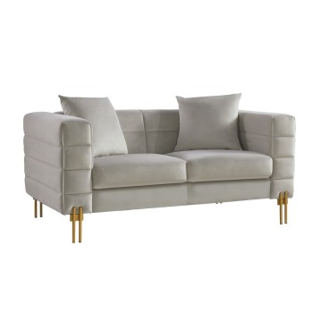 Sofá LARIOS, 2 plazas, tejido velvet gris claro 25