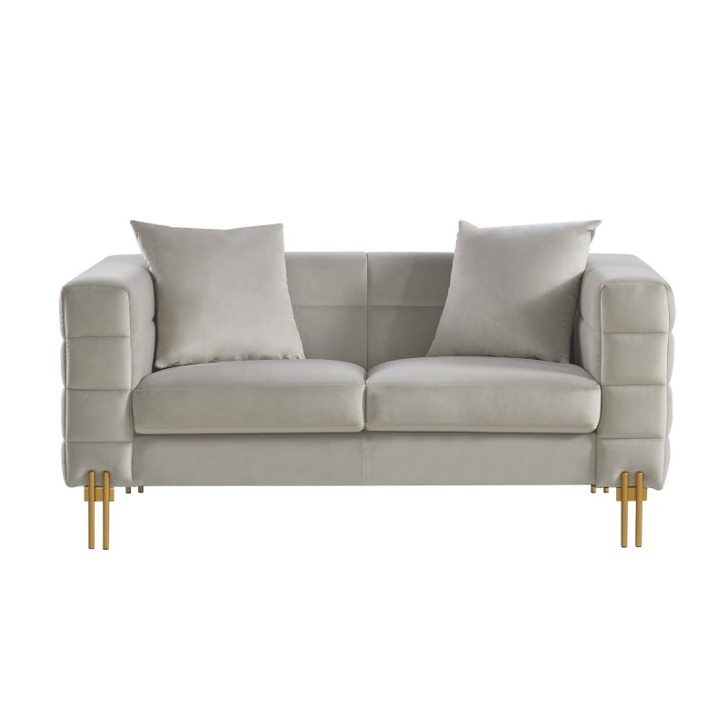 Sofá LARIOS, 2 plazas, tejido velvet gris claro 25-0