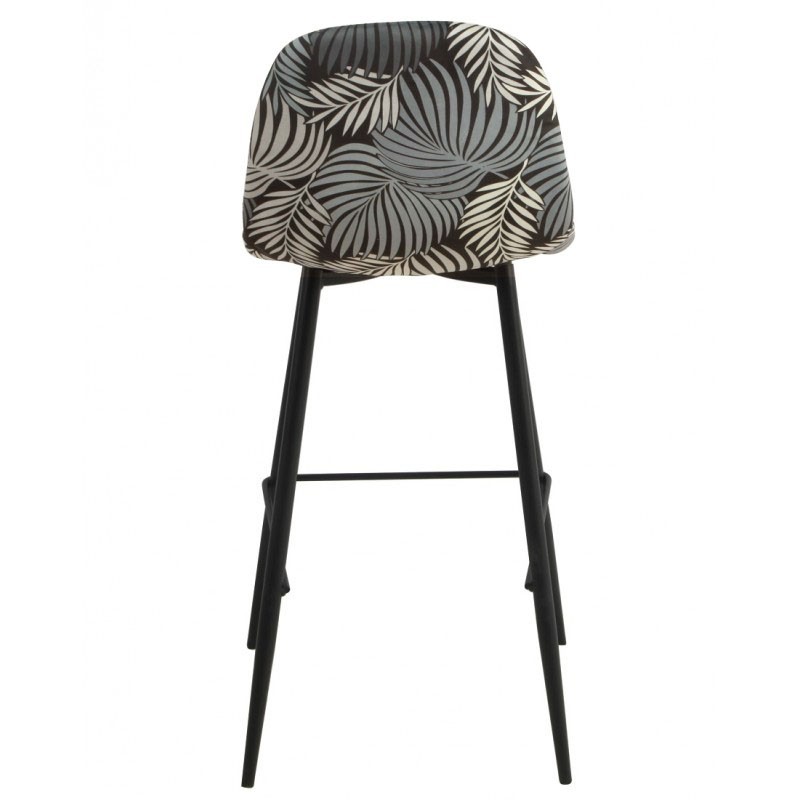 Taburete HORUS NEW, metal, tapizado velvet gris con trasera floral a juego-2