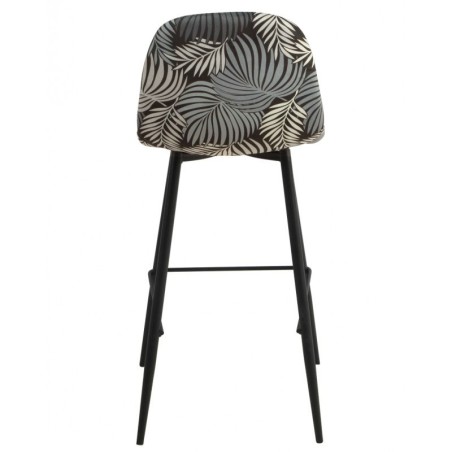 Taburete HORUS NEW, metal, tapizado velvet gris con trasera floral a juego-2
