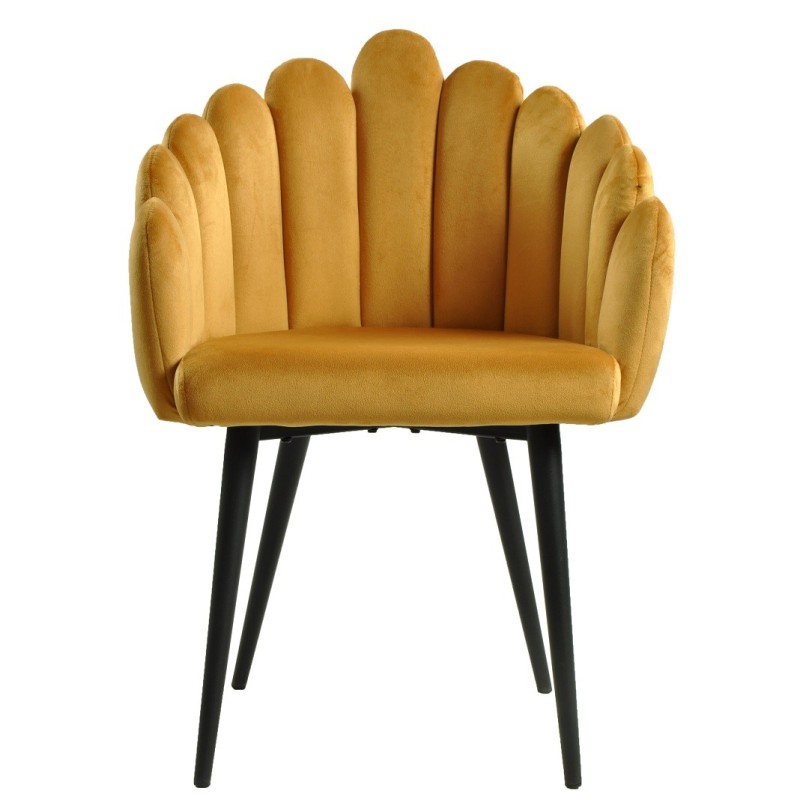Sillón DEVIN, metal, tapizado velvet amarillo-0
