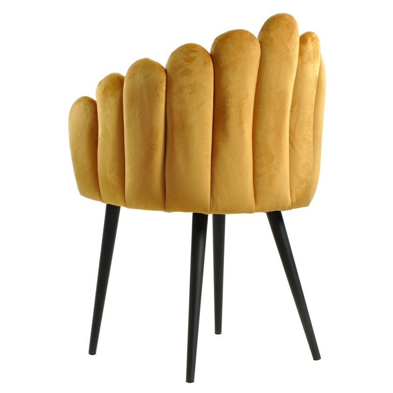 Sillón DEVIN, metal, tapizado velvet amarillo-2
