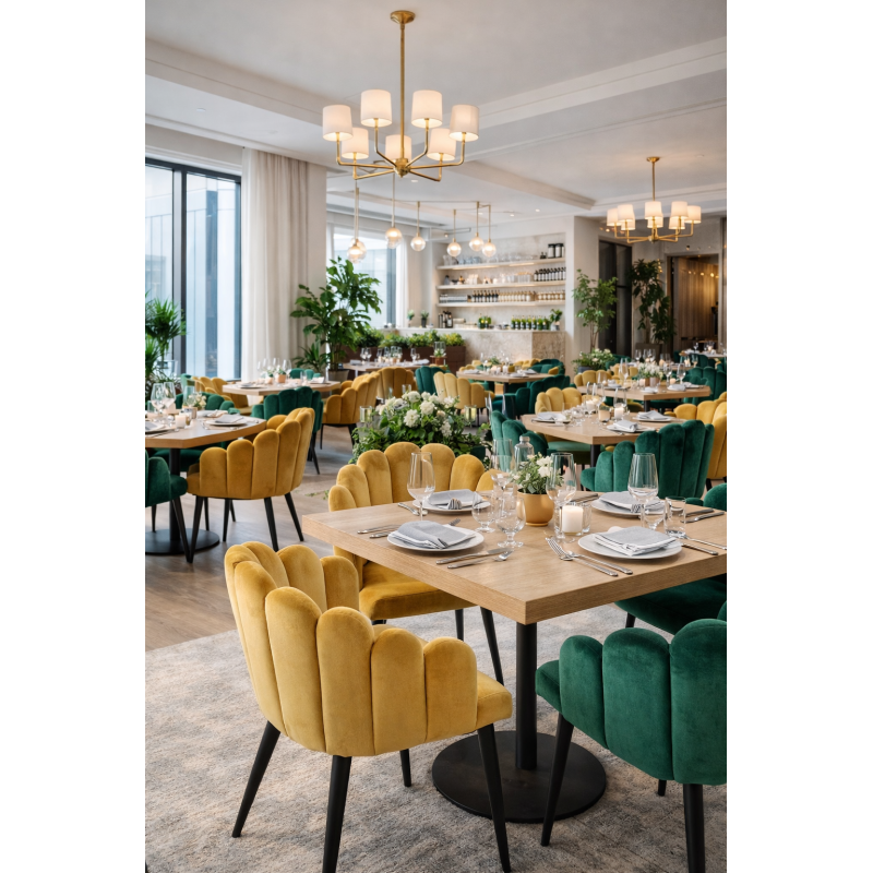 Sillón DEVIN, metal, tapizado velvet amarillo-4