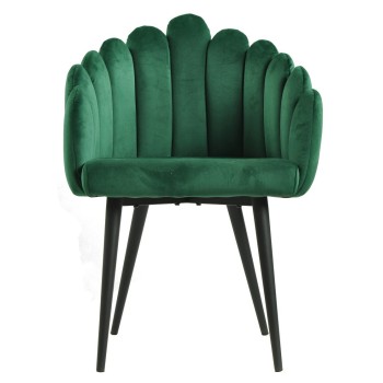 Sillón DEVIN, metal, tapizado velvet verde oscuro 2