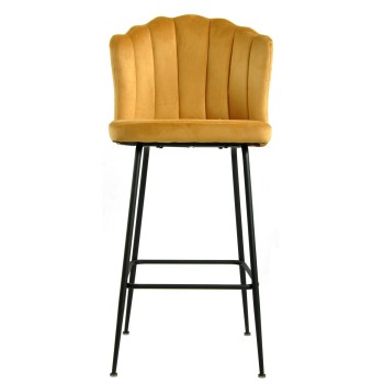 Taburete DEVIN, metal, tapizado velvet amarillo 2