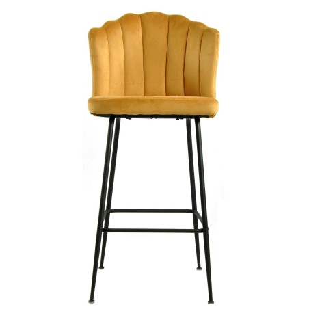 Taburete DEVIN, metal, tapizado velvet amarillo-0