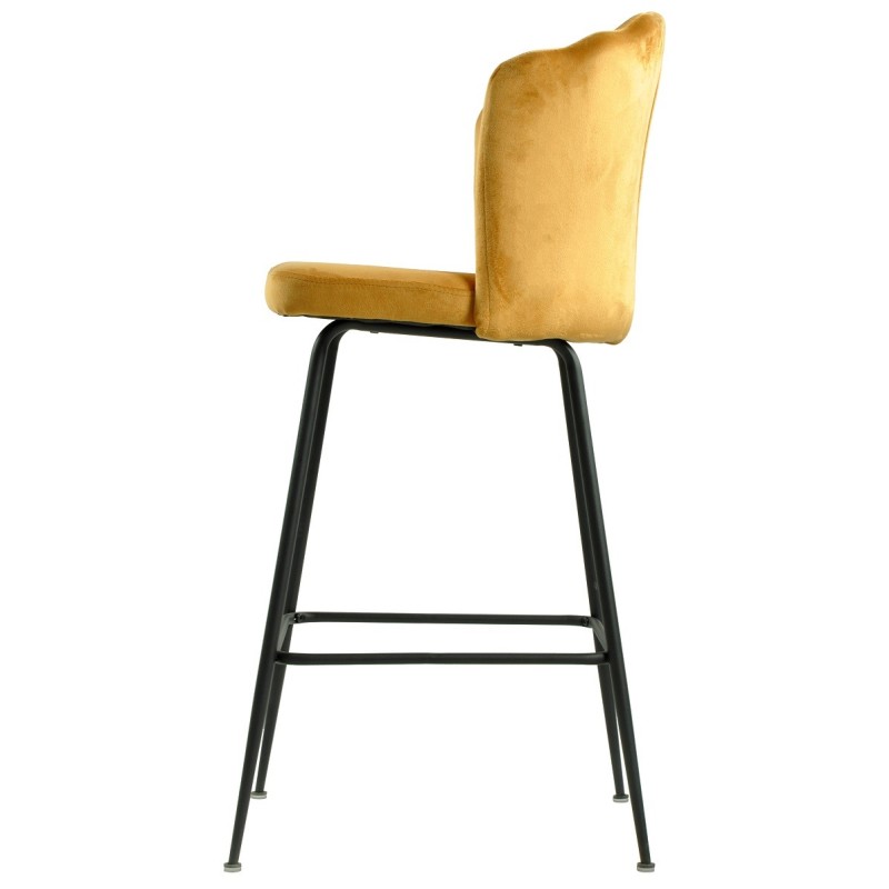 Taburete DEVIN, metal, tapizado velvet amarillo-1