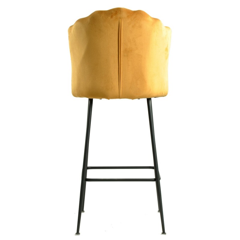 Taburete DEVIN, metal, tapizado velvet amarillo-3
