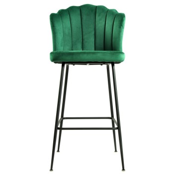 Taburete DEVIN, metal, tapizado velvet verde oscuro 2