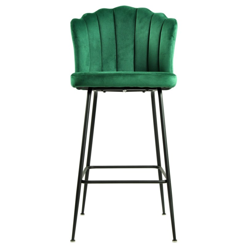 Taburete DEVIN, metal, tapizado velvet verde oscuro-0