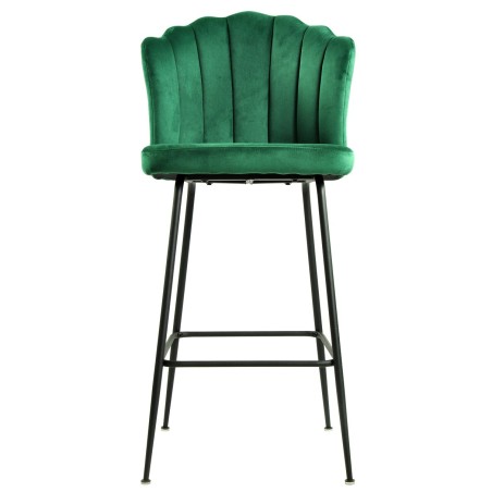 Taburete DEVIN, metal, tapizado velvet verde oscuro-0