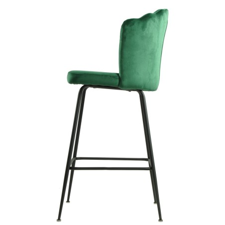 Taburete DEVIN, metal, tapizado velvet verde oscuro-1