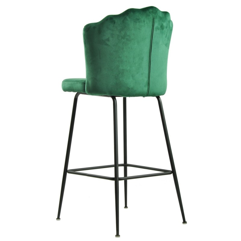 Taburete DEVIN, metal, tapizado velvet verde oscuro-2