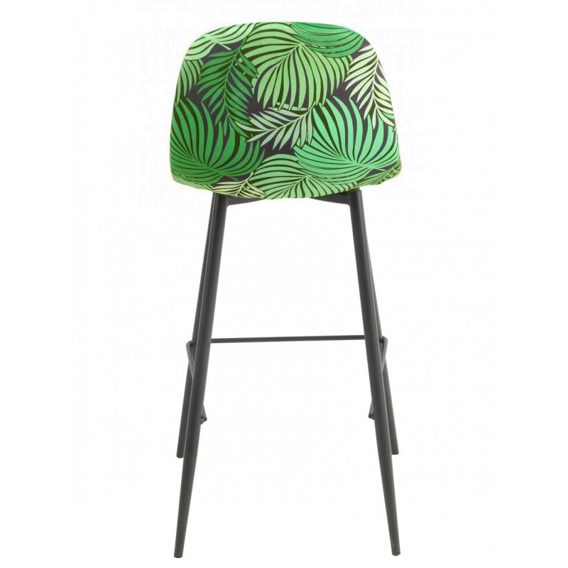 Taburete HORUS NEW, metal, tapizado velvet verde con trasera floral a juego-2