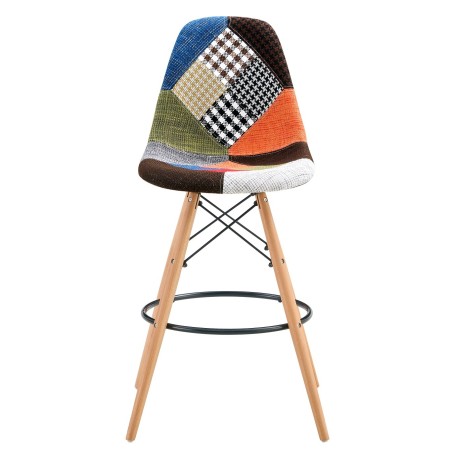 Taburete STAR PAT22, madera, tapizado patchwork 22-0
