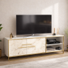 Mueble de TV SIENA, biIaminado mármol blanco con metal dorado, 160 cms.
