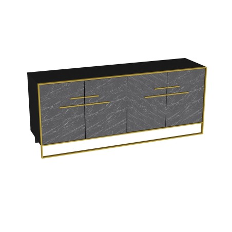 Aparador SIENA, biIaminado mármol negro con metal dorado, 180 cms.-1