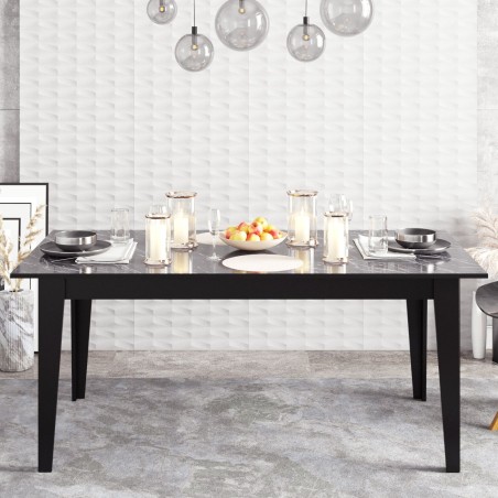 Mesa de comedor SIENA, biIaminado mármol negro, 180 x 90 cms.-0