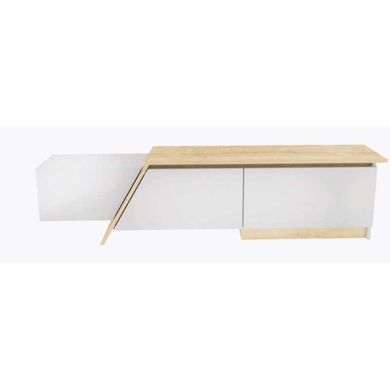 Mueble de TV PRUDENCE, biIaminado blanco con roble, 180 cms.-4