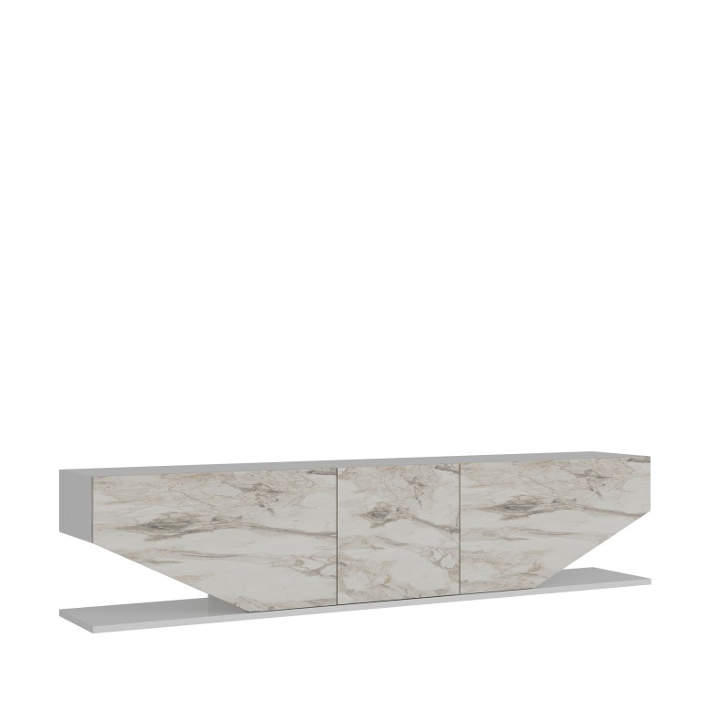 Mueble de TV VIOLET, biIaminado mármol blanco, 180 cms.-3