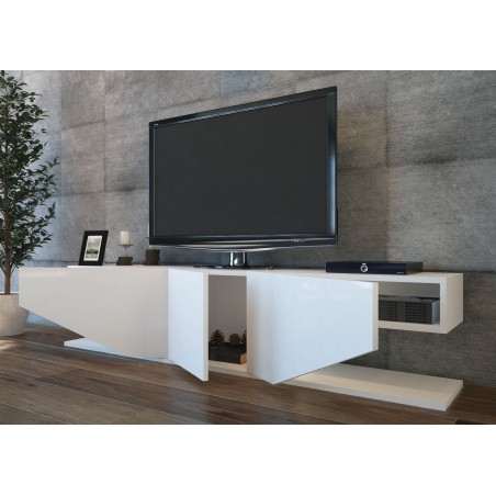 Mueble de TV VIOLET, biIaminado blanco brillo, 180 cms.-0