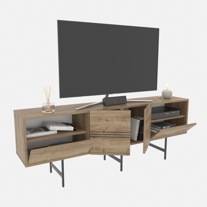 Mueble de TV SIMON, biIaminado nogal, 180 cms.-2