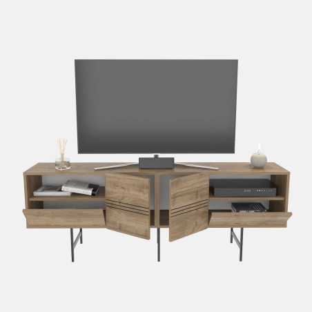 Mueble de TV SIMON, biIaminado nogal, 180 cms.-3