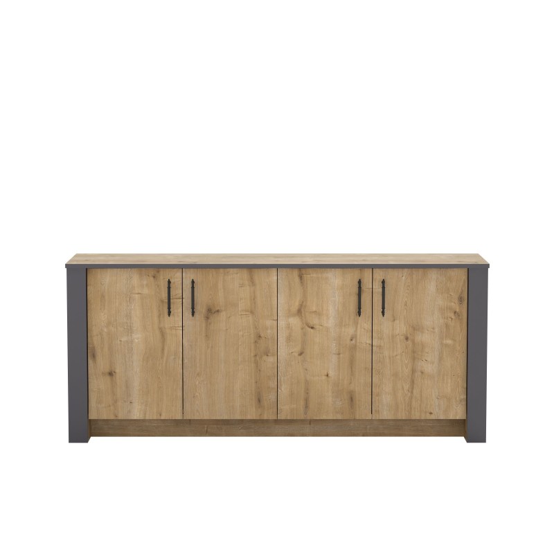 Aparador PHILIPPA, biIaminado roble con gris oscuro, 180 cms.-1