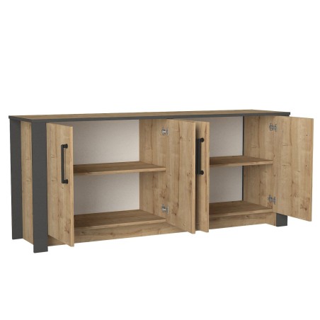 Aparador PHILIPPA, biIaminado roble con gris oscuro, 180 cms.-2