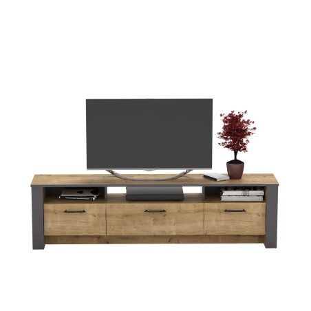 Mueble de TV PHILIPPA, biIaminado roble con gris oscuro, 180 cms.-1