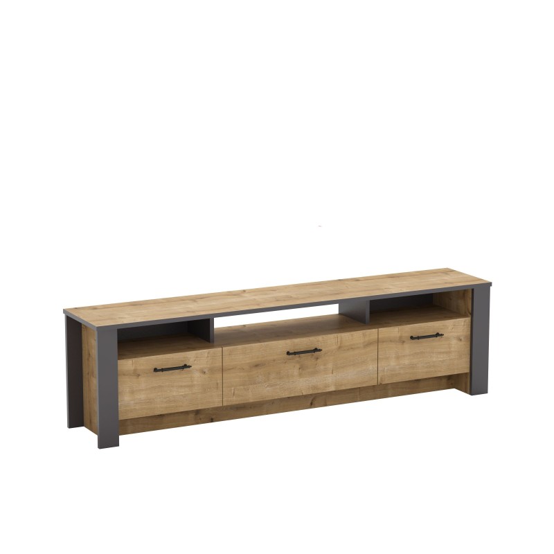 Mueble de TV PHILIPPA, biIaminado roble con gris oscuro, 180 cms.-2
