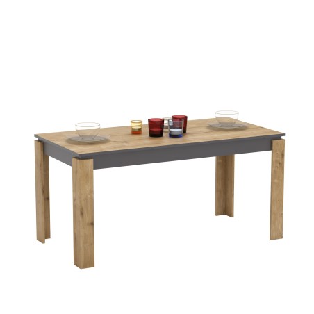 Mesa de comedor PHILIPPA, biIaminado roble con gris oscuro, 160 x 80 cms.-1