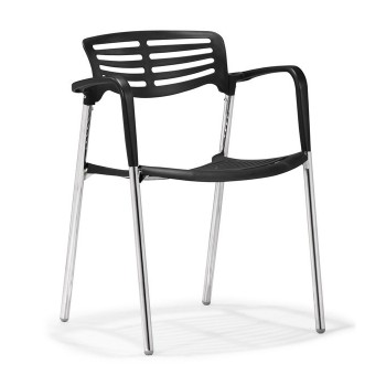 Sillón ALBENIZ, cromado, polipropileno negro 2