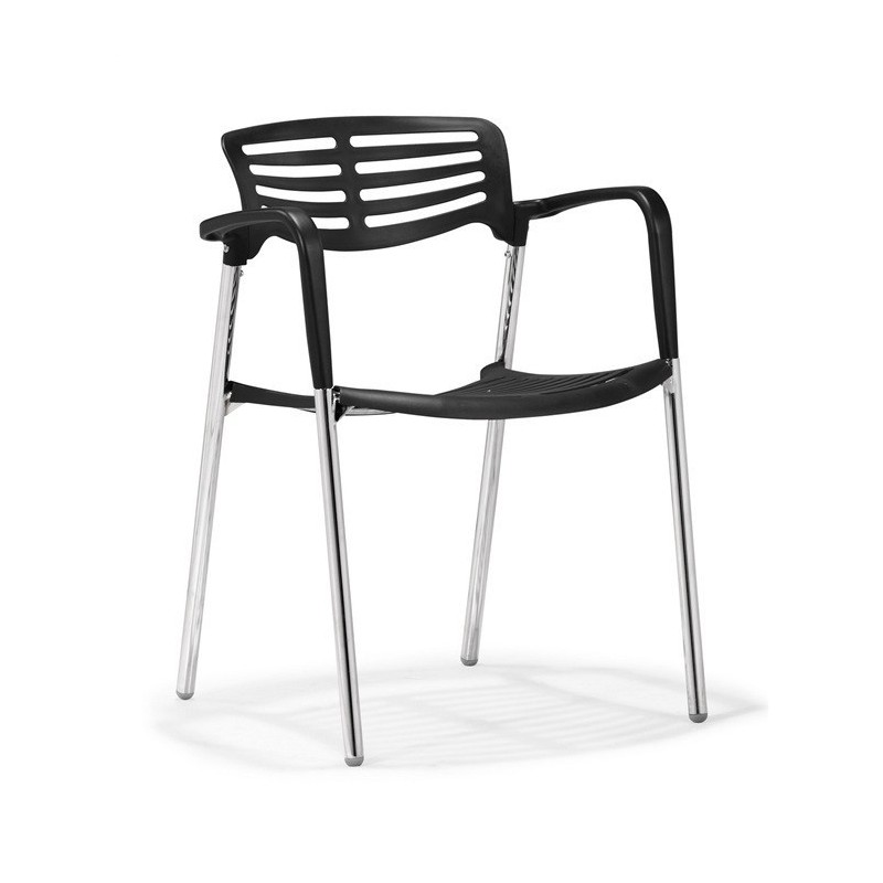 Sillón ALBENIZ, cromado, polipropileno negro-0