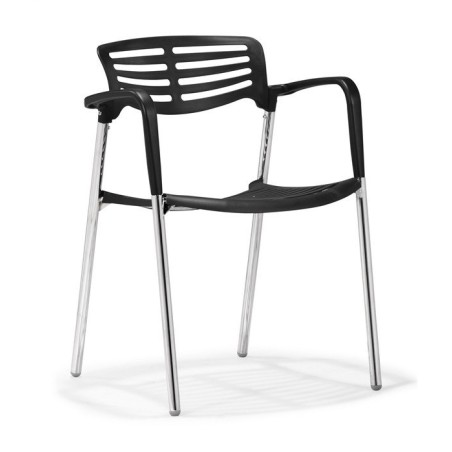 Sillón ALBENIZ, cromado, polipropileno negro-0