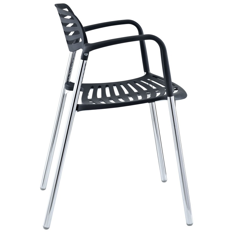 Sillón ALBENIZ, cromado, polipropileno negro-2