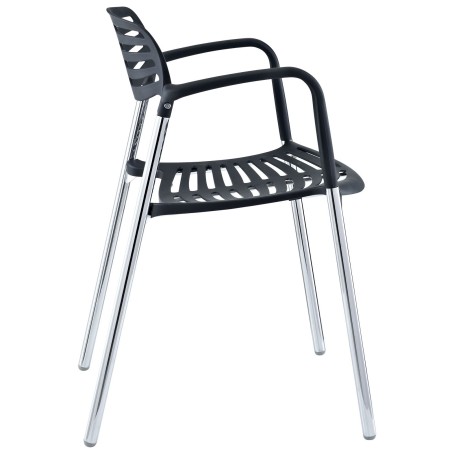 Sillón ALBENIZ, cromado, polipropileno negro-2