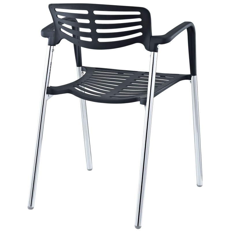 Sillón ALBENIZ, cromado, polipropileno negro-3